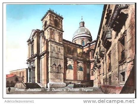 31189)cartolina Illustratoria Piazza Armerina - Il Duomo E Palazzo Trigona - Enna