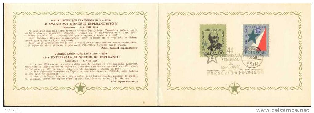 1959 Pologne Congrés Universel  Esperanto Zamenhof  Sur Carte - Esperanto