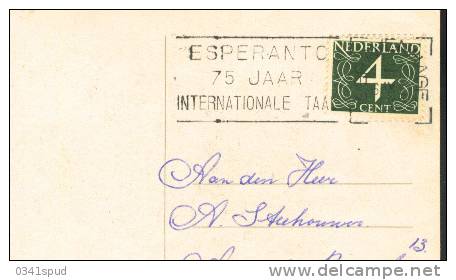 1962  Pays Bas   75 Ans Esperanto  Sur Carte - Esperanto