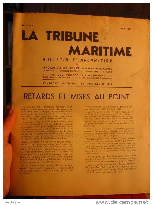 Bulletin D\'information La Tribune Maritime N° 8/9 Mai 1961 - Boats