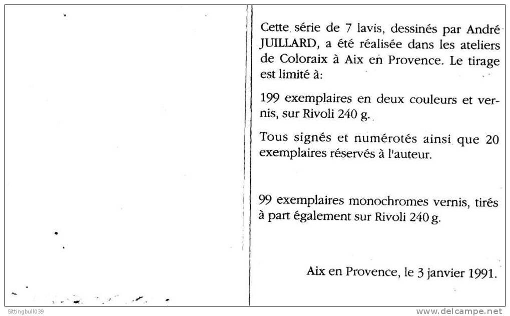 JUILLARD. TRES RARE SERIE DE 7 CARTES DE VOEUX. 1991. 7 LAVIS. THÈME TENNIS. TIRAGE LTE A 99 EX NTES ET SIG. EX N° 66. - Juillard