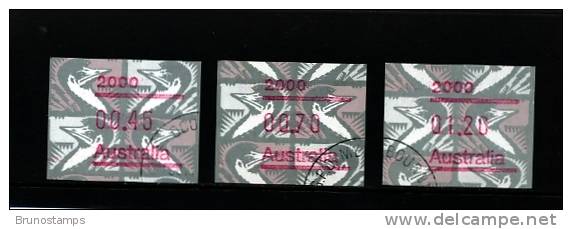 AUSTRALIA - 1992  FRAMAS  EMU   POSTCODE  2000  (SYDNEY)  BUTTON SET  (45c.-70c.-$1.20)  FINE USED - Automaatzegels [ATM]