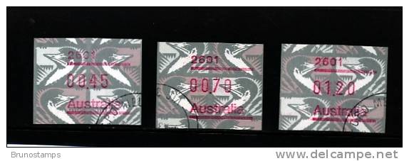 AUSTRALIA - 1992  FRAMAS  EMU   POSTCODE  2601  (CANBERRA)  BUTTON SET  (45c.-70c.-$1.20)  FINE USED - Automaatzegels [ATM]