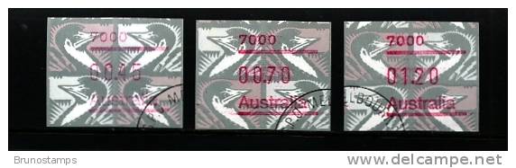 AUSTRALIA - 1992  FRAMAS  EMU   POSTCODE  7000  (HOBART)  BUTTON SET  (45c.-70c.-$1.20)  FINE USED - Automaatzegels [ATM]