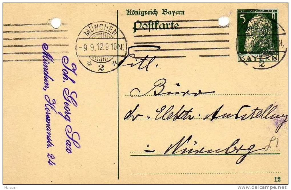 2453. Entero Postal BAYERN.  Munchen 1912 - Entiers Postaux