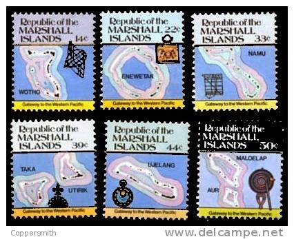 (11) Marshall Isl.  Maps / Cartes / Islands / Isles / Inseln  ** / Mnh  Michel 40-45 - Marshallinseln