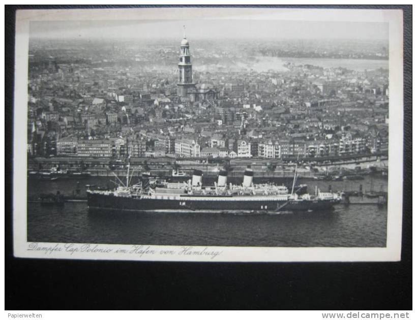 Hamburg - Dampfer Cap Polonio Im Hafen Werbekarte Für Kathreiner - Altona