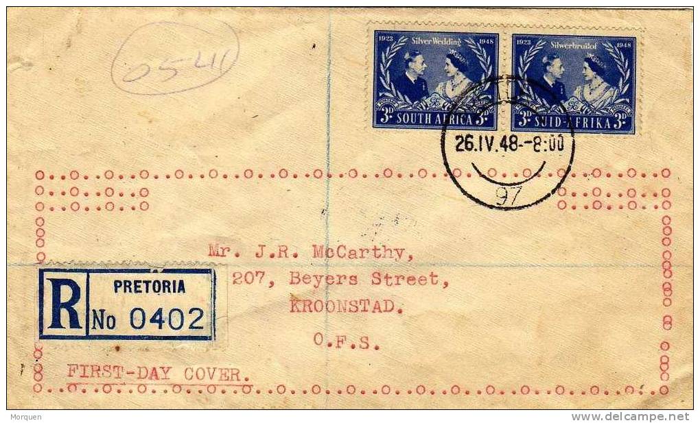 2202. Carta Certificada PRETORIA (south Africa) 1948 - Covers & Documents