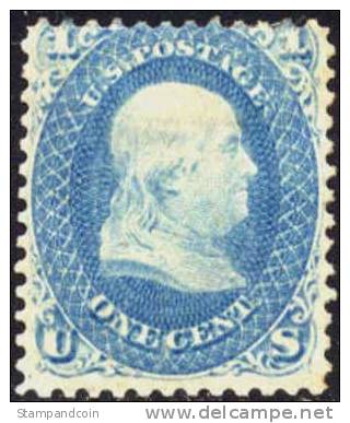 US #63 Mint Hinged 1c Franklin From 1861 - Ongebruikt