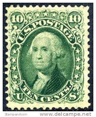 US #68 Mint No Gum 10c Washington From 1861 - Unused Stamps