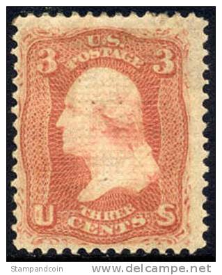 US #94 Mint Hinged 3c Washington F Grill From 1867 - Unused Stamps