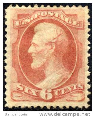 US #159 Mint Hinged 6c Lincoln From 1873 - Unused Stamps