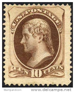 US #161 Mint No Gum 10c Jefferson From 1873 - Unused Stamps