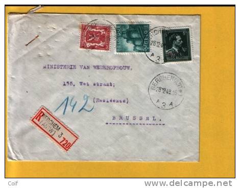 711+724T+761 Op  Aangetekende Brief Met Stempel BERCHEM (ANTW) 3A   (VK) - 1948 Exportación