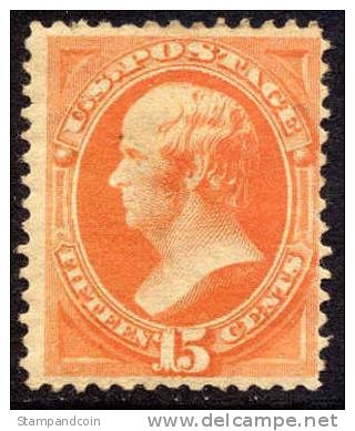 US #189 Mint O.g.  Hinged 15c Webster From 1879 - Unused Stamps