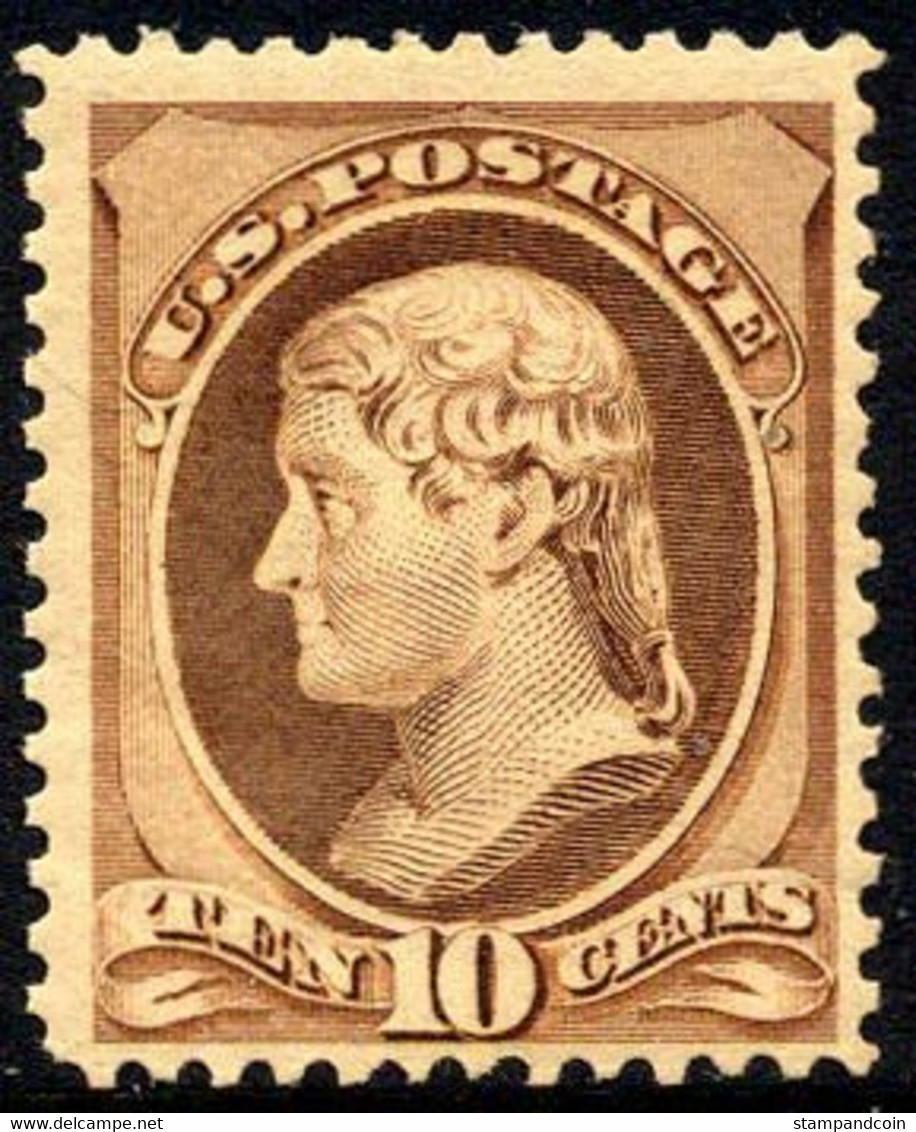 US #209 Mint Hinged 10c Jefferson From 1882 - Neufs