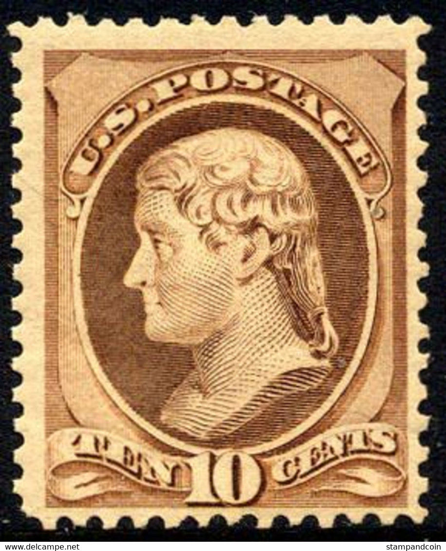 US #209 Mint Hinged 10c Jefferson From 1882 - Ongebruikt