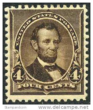 US #222 Mint Hinged 4c Lincoln From 1890 - Unused Stamps