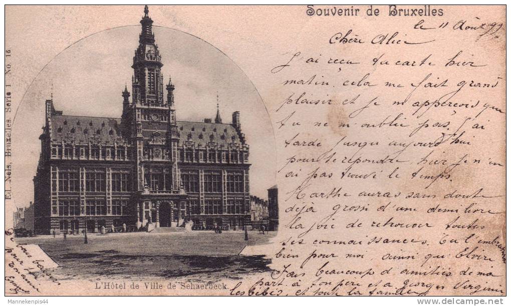 Bruxelles - L'Hôtel De Ville De Schaerbeek - Serie 1 Nels N° 16 - Loten, Series, Verzamelingen