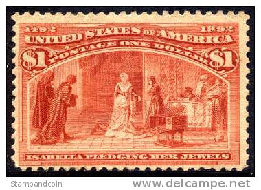 US #241 Mint Hinged $1 Columbian Expo From 1893 - Ongebruikt