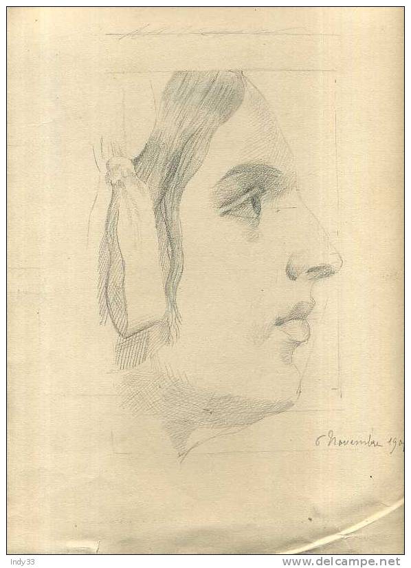 - PROFIL DE FEMME . DESSIN SIGNEE ET DATE 1905 ? - Zeichnungen