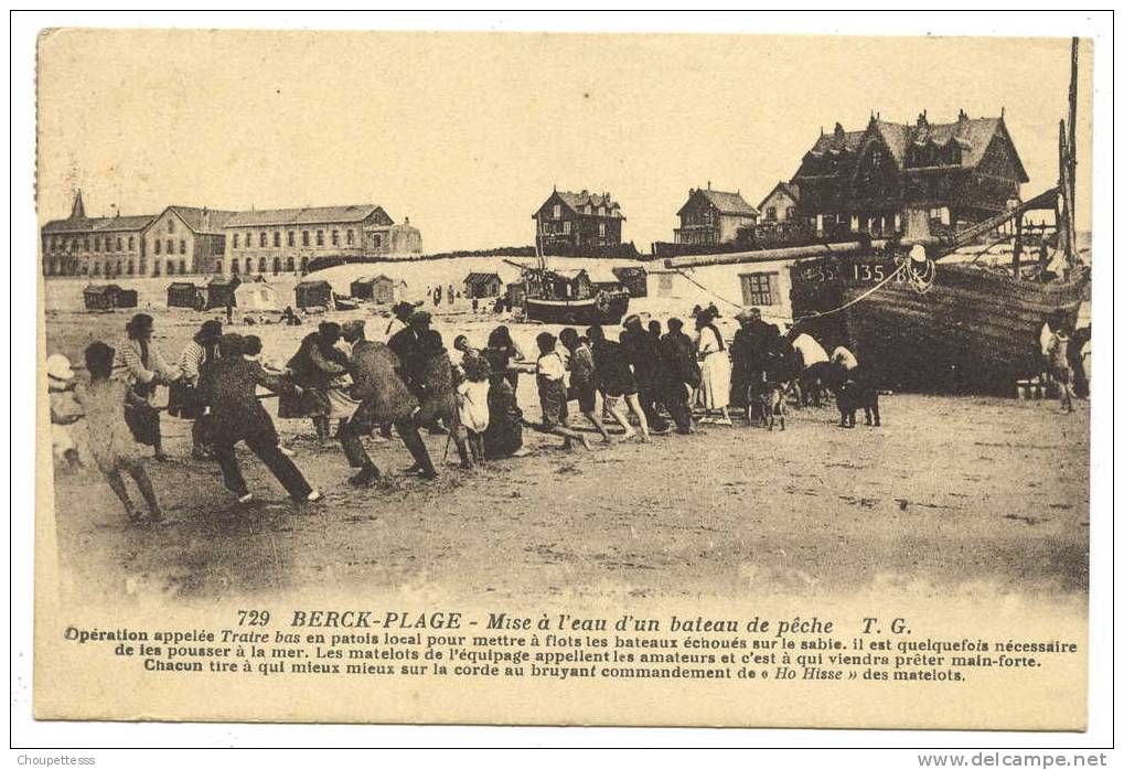 BERCK PLAGE  N° 729 Mise à L´eau D´un Bateau De Pèche ( Très Animé ) - Berck