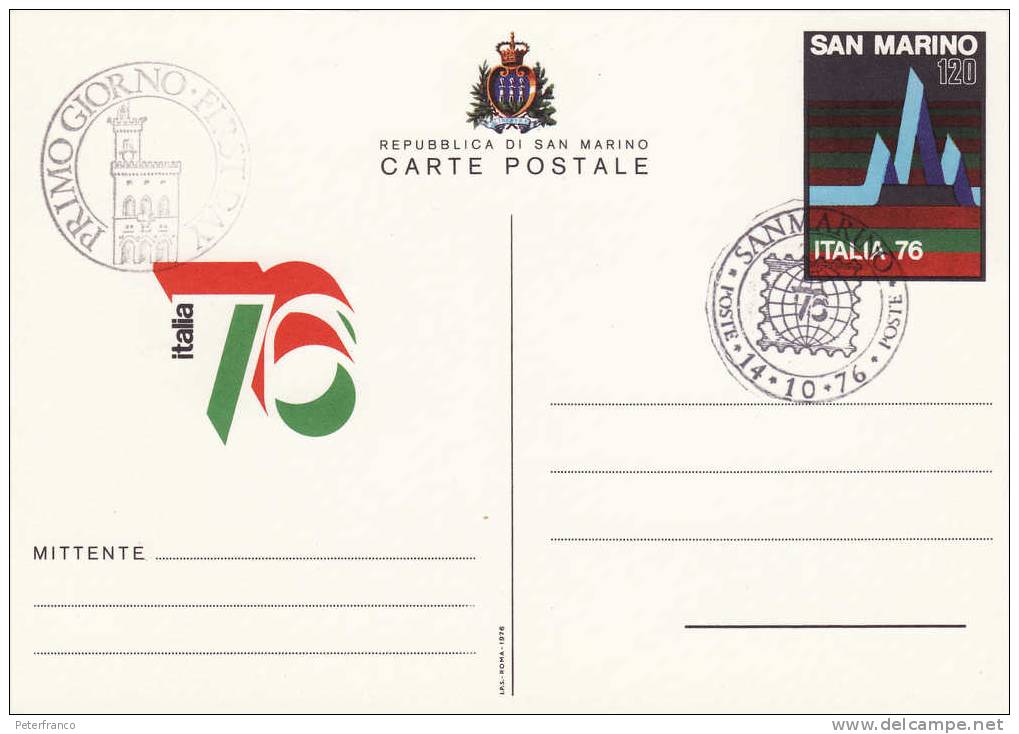 1976 Cartolina Postale FDC Italia ´76 - Postwaardestukken