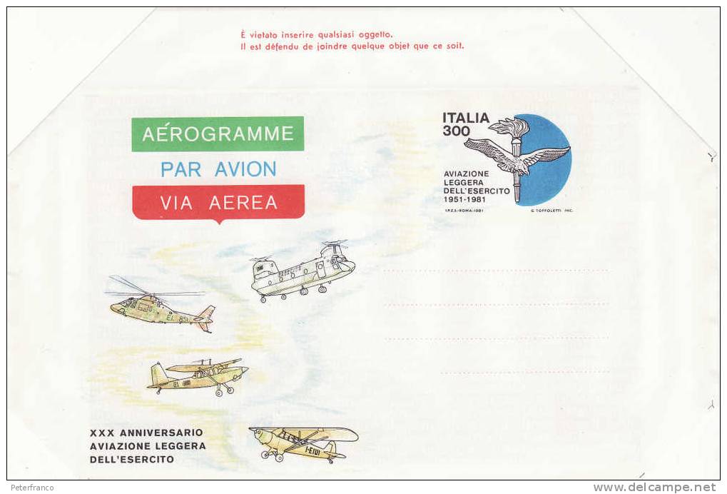 1981 Italia - Aerogramma - XXX° Ann. Aviazione Leggera Dell´Esercito - Autres (Air)