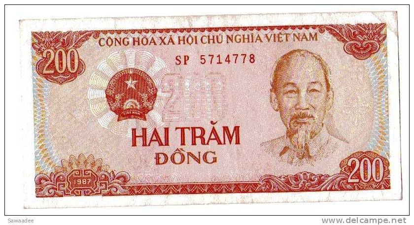 BILLET VIETNAM - P.100a - 200 DONG - 1987 - HO CHI MINH - TRACTEUR - Viêt-Nam