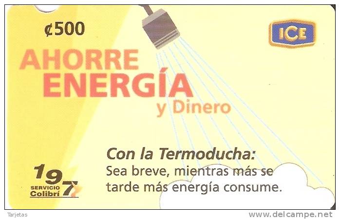 TARJETA DE COSTA RICA DE AHORRE ENERGIA TERMODUCHA - Costa Rica