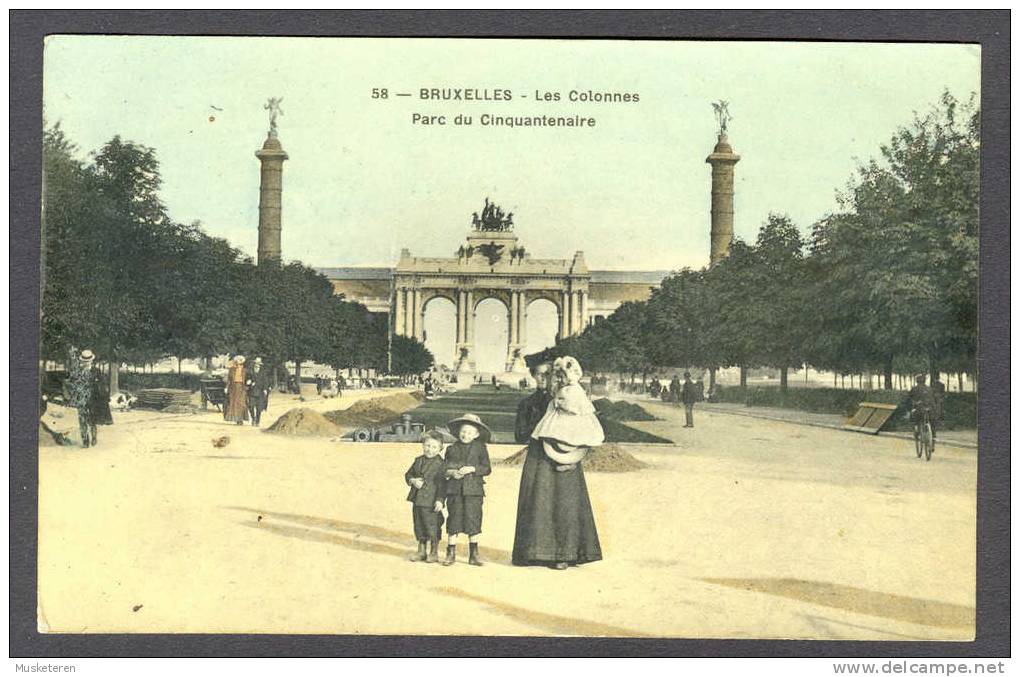 Belgium 58 - Bruxelles - Les Colonnes Parc Du Cinquantenaire Vieille Carte Postale Colorée (Animée) - Parks, Gärten