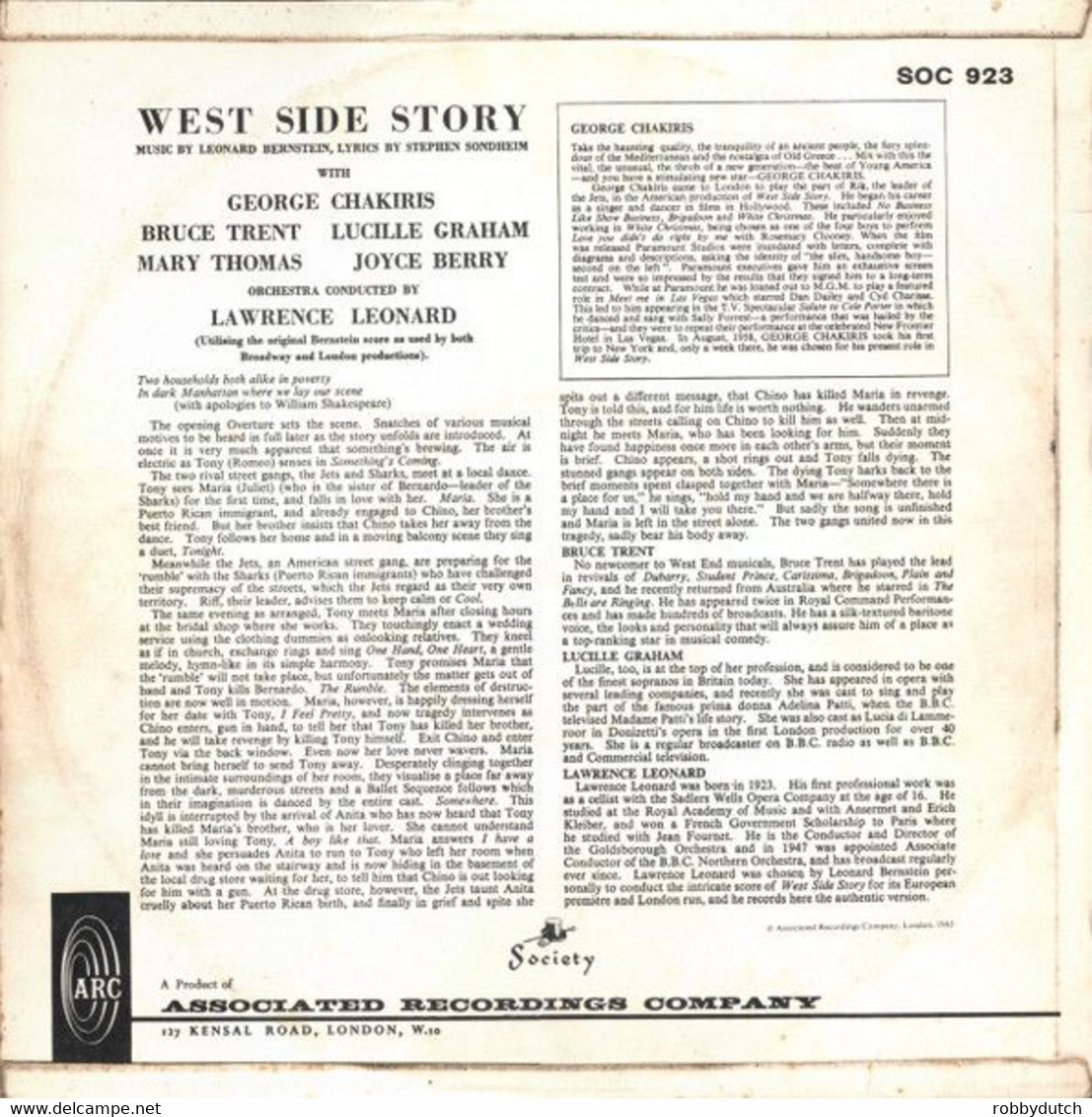 * LP *  WEST SIDE STORY - GEORGE CHAKIRIS A.o. (U.K. 1963) - Musicals