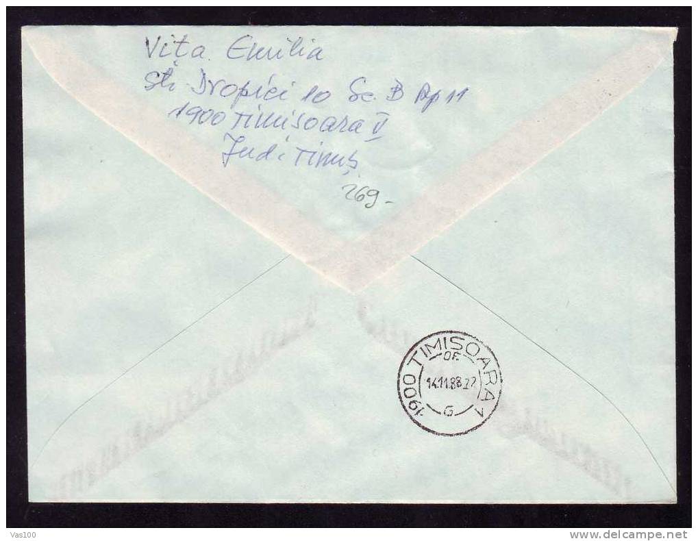 BIRD CICONIA "EGRETA ALBA" ,stamp On Cover Sent To Mail 1988, ROMANIA. - Cigognes & échassiers