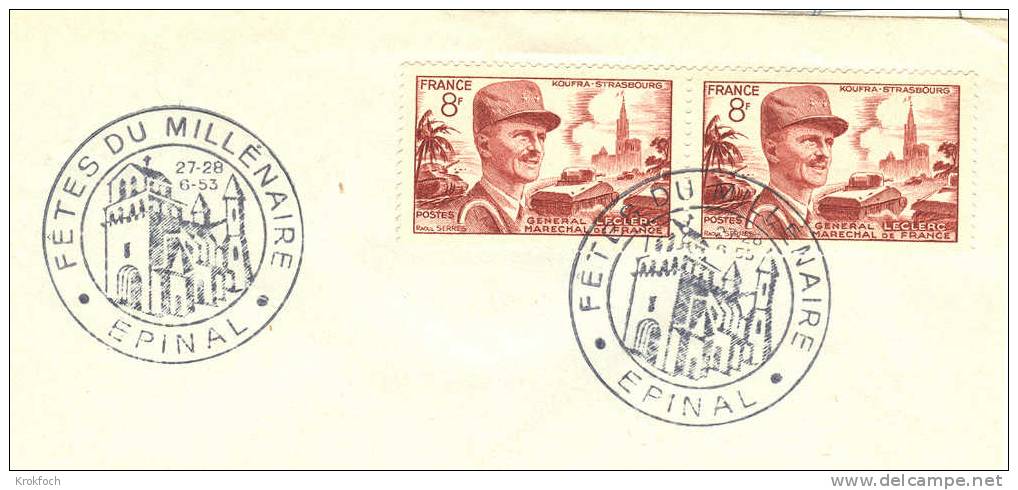 Epinal 88 - 1953 - BT Fêtes Du Millénaire - Lettre Entière - Commemorative Postmarks