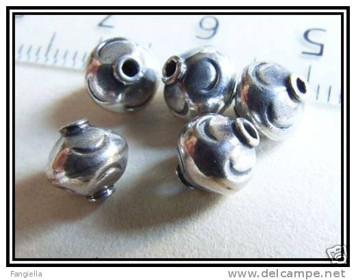 1 Perle En Argent Massif De Bali Env. 0,6g - 6x6,5mm - Perles