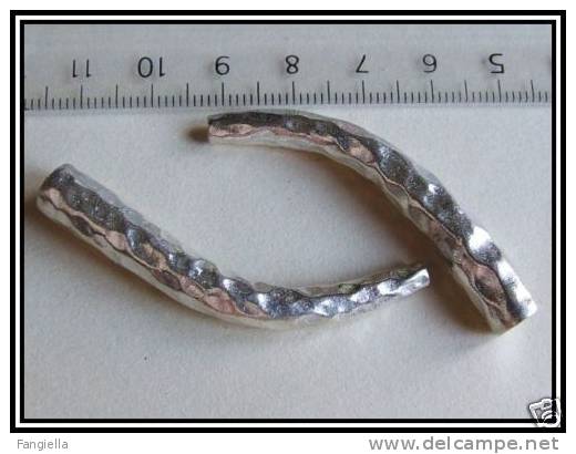 2 Perles En Argent Massif Thaï Karen - Env. 5g- 51,5x7mm 10g D´argent Au Total - Pearls