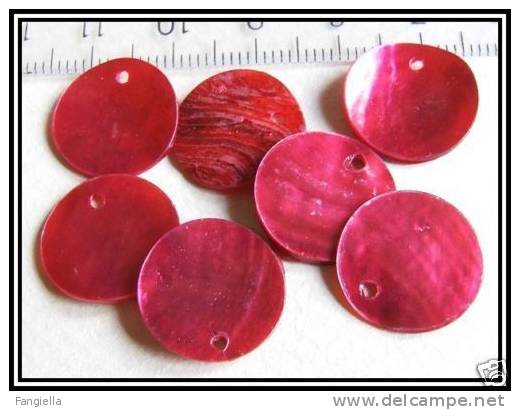 10 Sequins De Véritable Nacre Rouge 15mm - Pearls