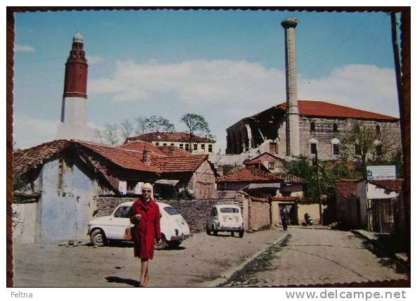 SKOPJE MACEDONIA SAAT MOSQUE POSTCARD WITH ZASTAVA 750 CAR - North Macedonia