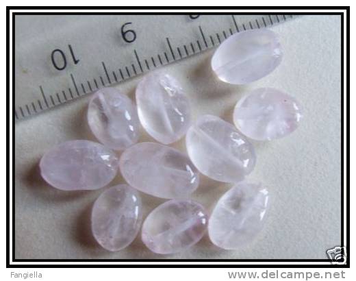 5 Perles Ovales Irrég. En Quartz Rose +/- 10x7x5mm - Parels