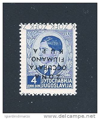 ZONA FIUMANO KUPA - 1941: Valore Nuovo Stl Da 4 D. - Varietà Con Soprastampa Capovolta - In Ottime Condizioni. - Fiume & Kupa