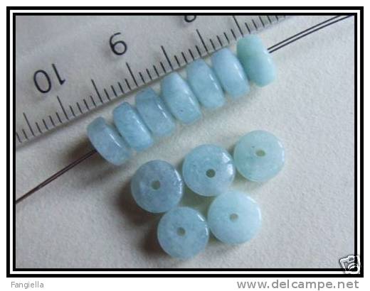 5 Perles Rondelles En Véritable Aigue-Marine Env.6x3mm - Pearls