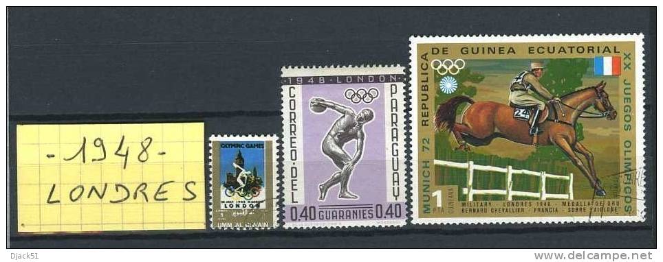 Jeux Olympiques - été - 1948 - LONDRES - 3 Timbres - Summer 1948: London