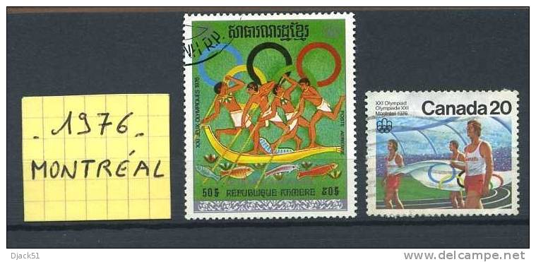 Jeux Olympiques - été - 1976 - MONTREAL - 2 Timbres - Ete 1976: Montréal