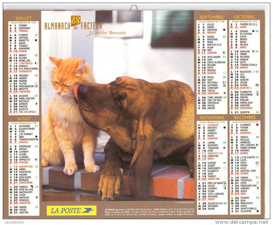 CALENDRIER ALMANACH DU FACTEUR . ANNEE 2005 - Cartier Bresson - Photos Tim Davis/Corbis Et Jane Burton/Bruce Coleman - Big : 2001-...