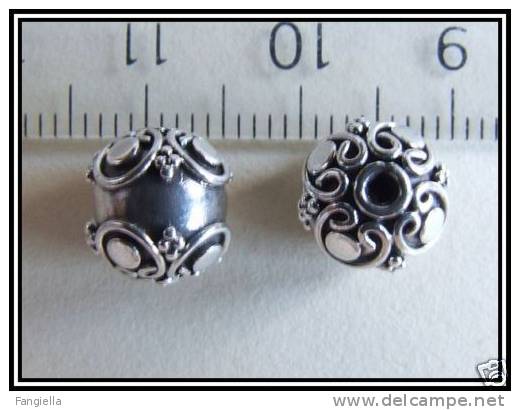 1 Perle En Argent Massif De Bali Env. 1,8g - 9x8,5mm - Perles