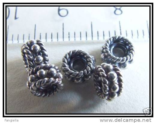 1 Perle En Argent Massif De Bali Env. 0,4g - 5,5x3mm - Parels