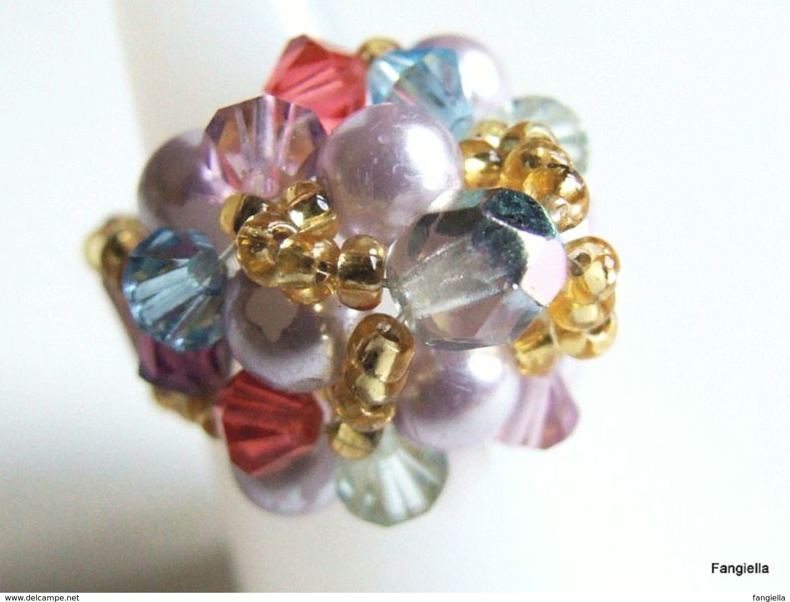 Bague Multicolore Perles En Cristal Swarovski Et Cristal De Bohème Taille 53 (US: 6) - Bagues