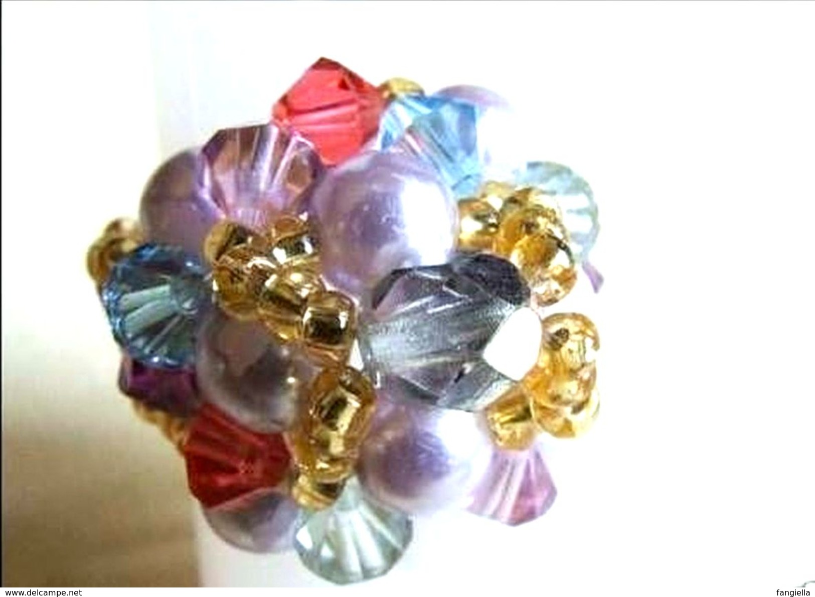 Bague Multicolore Perles En Cristal Swarovski Et Cristal De Bohème Taille 53 (US: 6) - Bagues