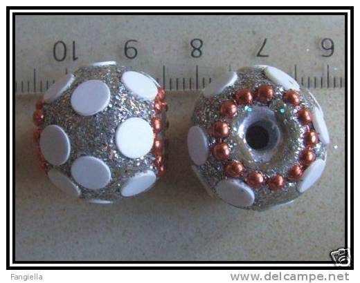 2 Perles Artisanales Du Cachemire Environ 16x19mm - Parels