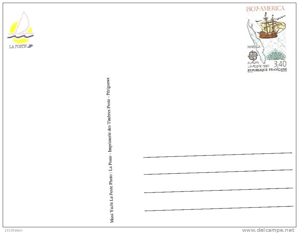CARTE POSTALE ENTIER NEUVE BATEAU VOILIER LA POSTE 1992 - 14,8 X 21 Cm Repîquage Entiers Postaux - Overprinter Postcards (before 1995)